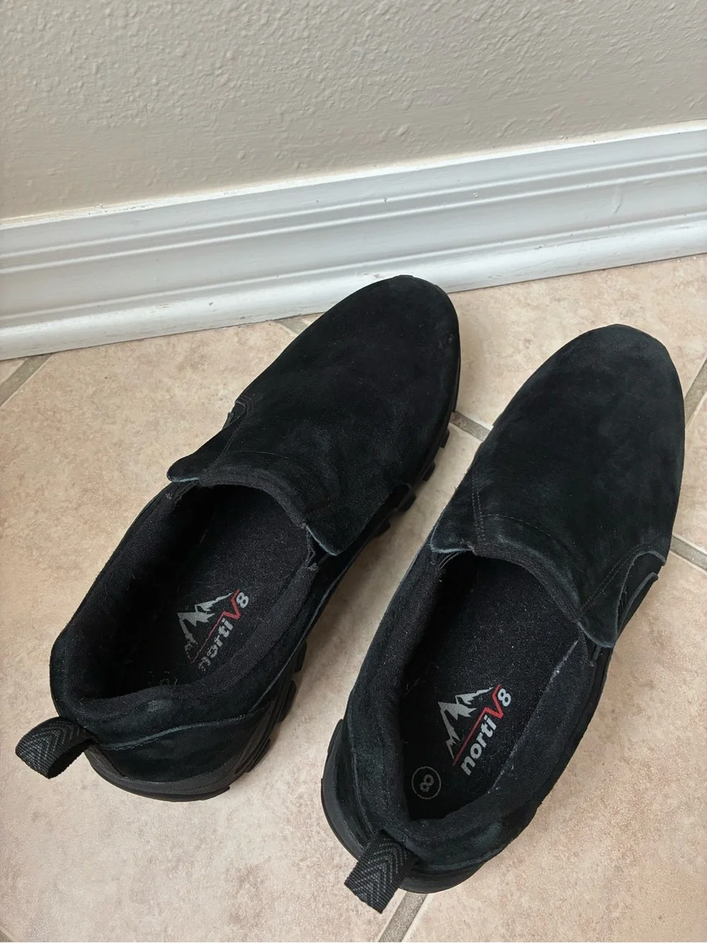 Nortiv8 mens slip on suede loafers water resistant hiking trails walking shoes 8